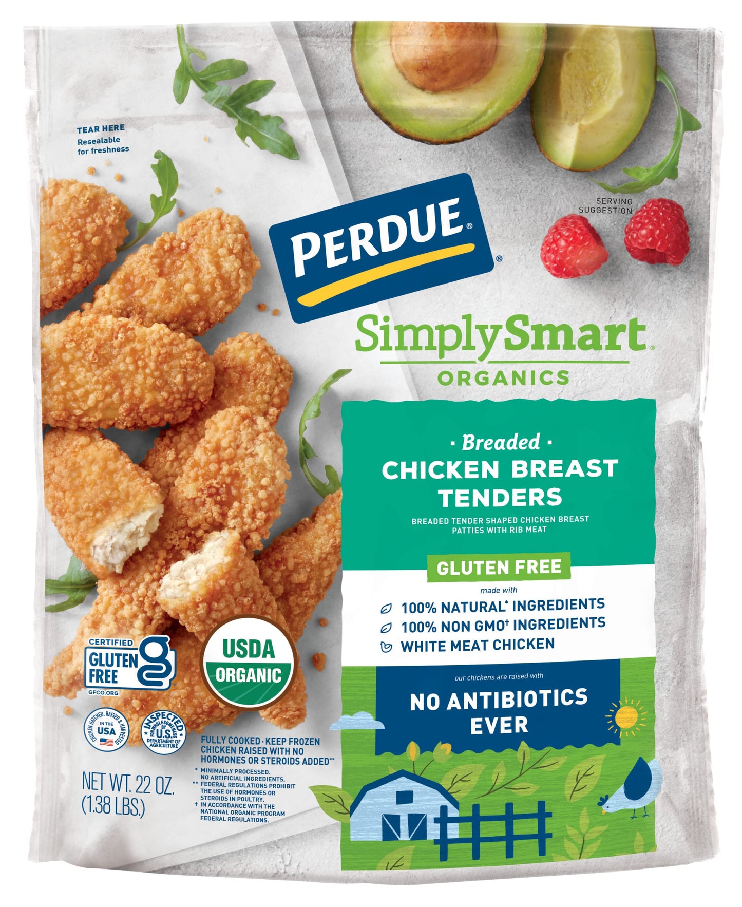 Perdue Simply Smart Organics Breaded Chicken Breast Tenders Gluten Free, 22 oz. (Frozen)
